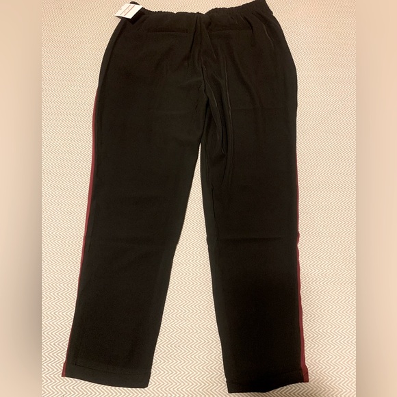Harmony & Havoc black pants with maroon side stripe. Cuffed bottom. Pull on. 14. - Picture 3 of 5